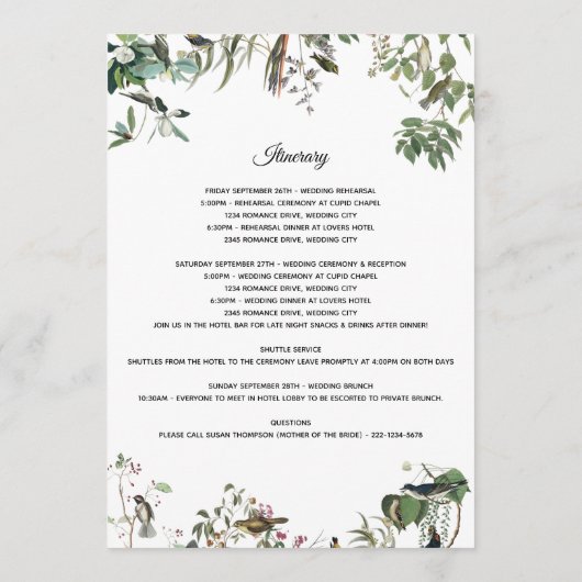 Eukalyptus-Blätter Hochzeitstag Programm (Rückseite)