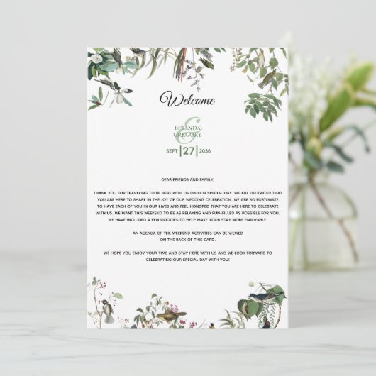 Eukalyptus-Blätter Hochzeitstag Programm (Stehend Vorderseite)