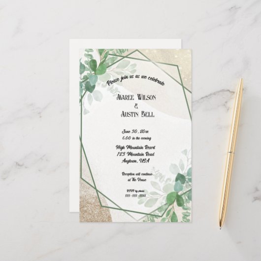 Eukalyptus-Blätter in Aquarellen in Goldrahmen (Vorderseite/Rückseite Beispiel)