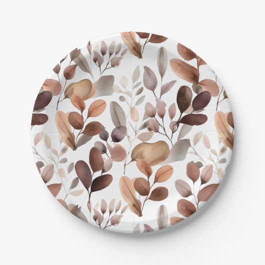 Eukalyptus-Blätter in farbenfrohen Wasserfarben Ru Pappteller (Vorderseite)