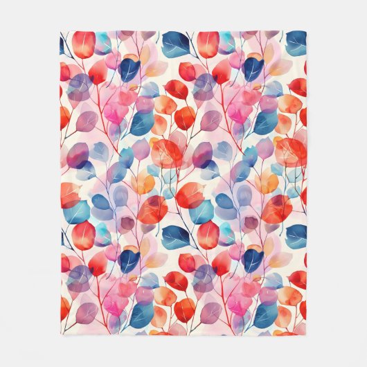 Eukalyptus-Blätter in Farbtönen Fleecedecke (Vorderseite)