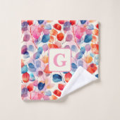 Eukalyptus-Blätter in Farbtönen, monogramm Badhandtuch Set (Waschlappen)