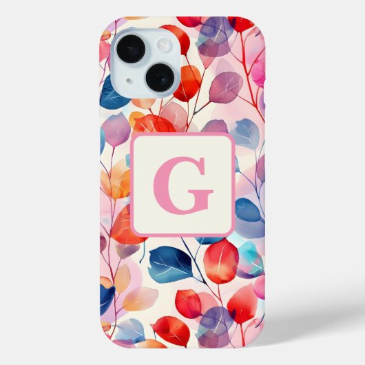 Eukalyptus-Blätter in Farbtönen, monogramm Case-Mate iPhone Hülle (Rückseite)