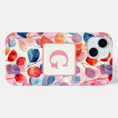 Eukalyptus-Blätter in Farbtönen, monogramm Case-Mate iPhone Hülle (Rückseite (Horizontal))