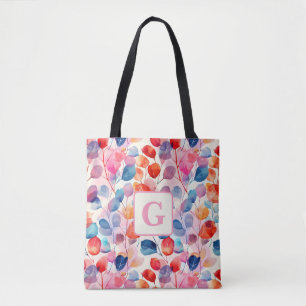 Eukalyptus-Blätter in Farbtönen, monogramm Tasche
