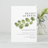 Eukalyptus-Blätter in Rot-Gold Einladung (Stehend Vorderseite)