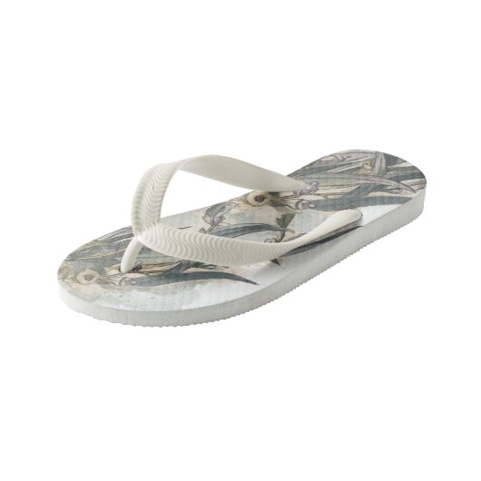 Eukalyptus-Blätter Kinderbadesandalen (Schrägansicht)