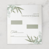 Eukalyptus-Blätter Minimalistisch Platzkarte (Außenseite Aufgefaltet)
