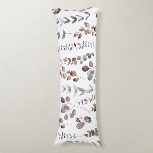 Eukalyptus-Blätter mit farbenfrohen Wasserfarben M Seitenschläferkissen (Vorderseite Vertikal)