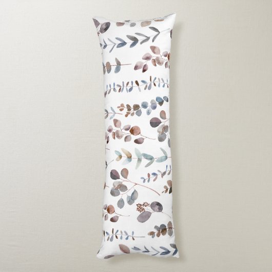 Eukalyptus-Blätter mit farbenfrohen Wasserfarben M Seitenschläferkissen (Rückseite (Vertikal))