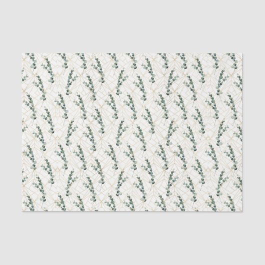 Eukalyptus-Blätter mit geometrischem Muster Seidenpapier (Vorderseite)