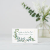 Eukalyptus-Blätter mit modernen edlen Goldrahmen Visitenkarte (Stehend Vorderseite)