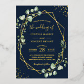 Eukalyptus-Blätter mit modisch geometrischen Forme Folieneinladung (Vorderseite)