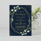 Eukalyptus-Blätter mit modisch geometrischen Forme Folieneinladung (Stehend vorne)