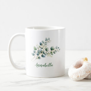 Eukalyptus-Blätter mit Namensgeschenk Kaffeetasse