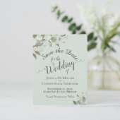 Eukalyptus-Blätter mit rustikaler Wasserfarbe Save The Date (Stehend Vorderseite)