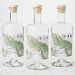 Eukalyptus-Blätter mit Schatten Alkoholflaschenetikett