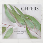 Eukalyptus-Blätter mit Schatten Alkoholflaschenetikett (Einzelnes Label)