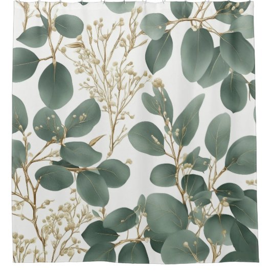 Eukalyptus-Blätter Muster Duschvorhang (Vorderseite)