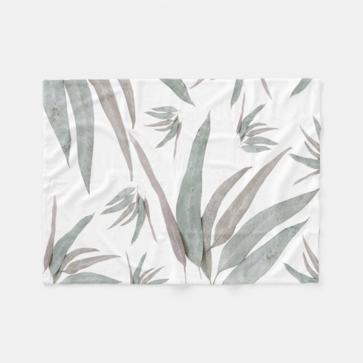 Eukalyptus-Blätter Muster Fleecedecke (Vorderseite (Horizontal))