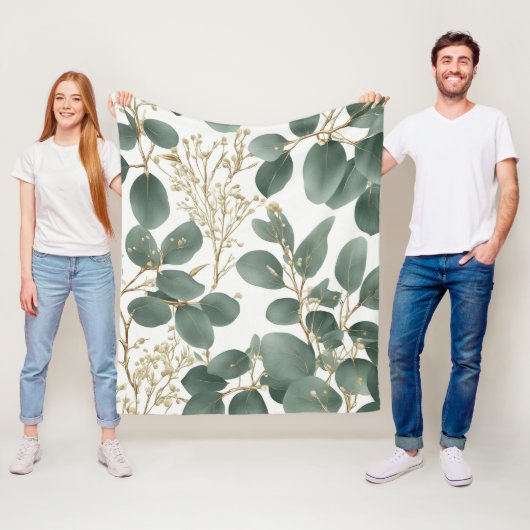 Eukalyptus-Blätter Muster Fleecedecke (Beispiel)
