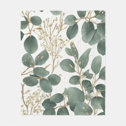 Eukalyptus-Blätter Muster Fleecedecke (Vorderseite)