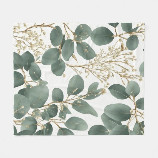 Eukalyptus-Blätter Muster Fleecedecke (Vorderseite (Horizontal))