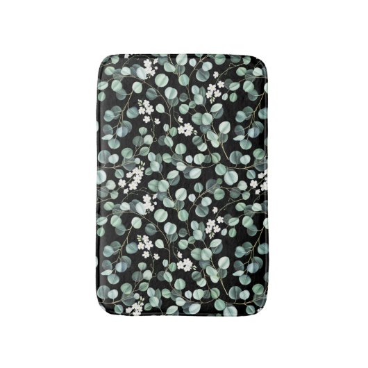 Eukalyptus-Blätter: Muster für weiße Blume Badematte (Vorderseite Vertikal)