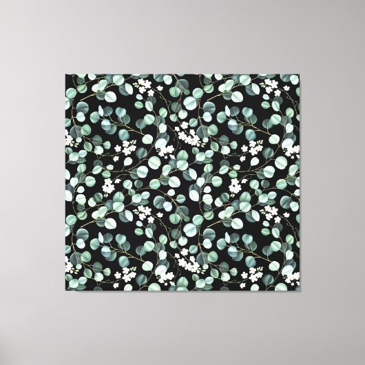 Eukalyptus-Blätter: Muster für weiße Blume Leinwanddruck (Vorderseite)