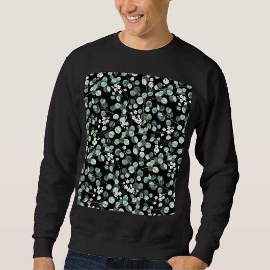 Eukalyptus-Blätter: Muster für weiße Blume Sweatshirt (Vorderseite)