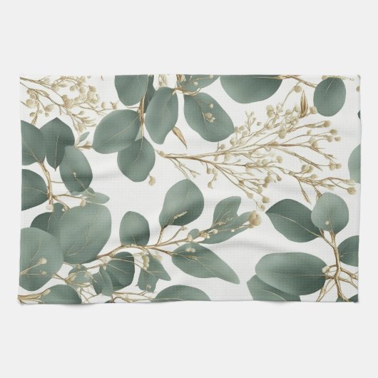 Eukalyptus-Blätter Muster Geschirrtuch (Horizontal)