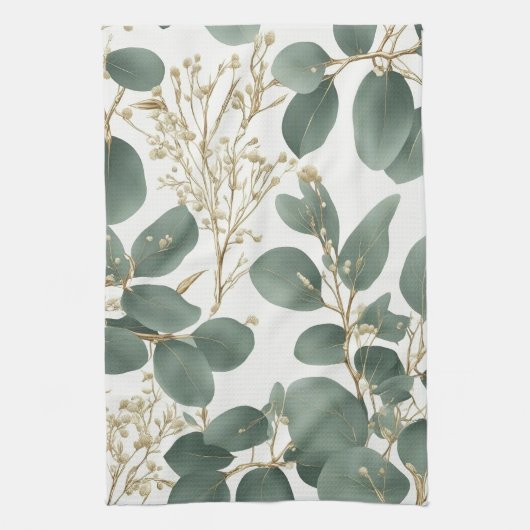 Eukalyptus-Blätter Muster Geschirrtuch (Vertikal)
