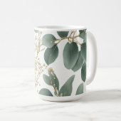 Eukalyptus-Blätter Muster Kaffeetasse (VorderseiteRechts)