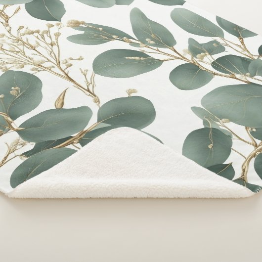 Eukalyptus-Blätter Muster Sherpadecke (3/4)