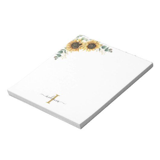 Eukalyptus-Blätter Name des Monogrammschrift Sunfl Notizblock (Rotiert)