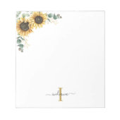 Eukalyptus-Blätter Name des Monogrammschrift Sunfl Notizblock (Vorderseite)