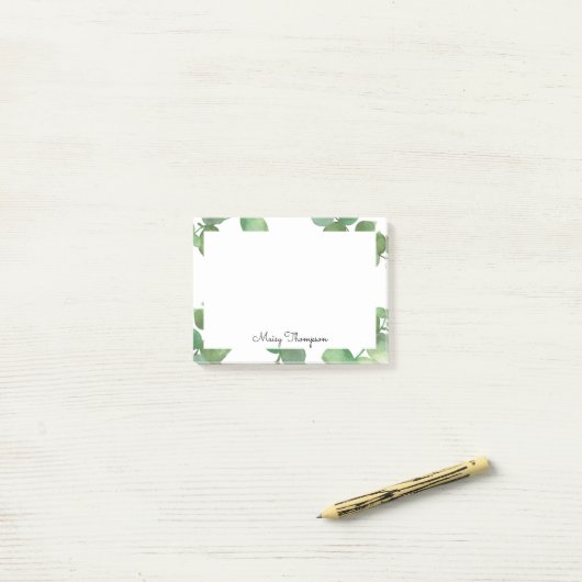 Eukalyptus-Blätter Name hinzufügen Post-it Klebezettel (Auf Schreibtisch)