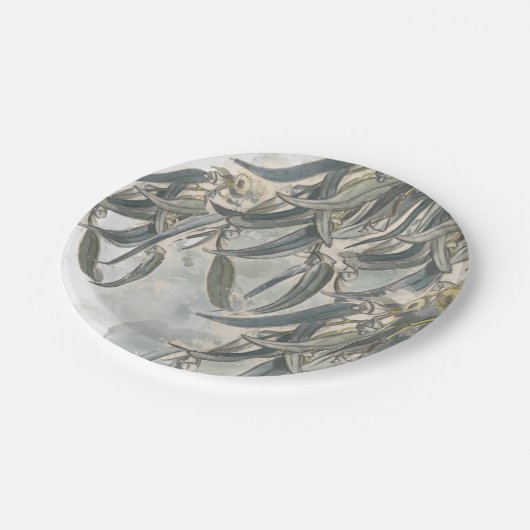 Eukalyptus-Blätter Pappteller (Schrägansicht)