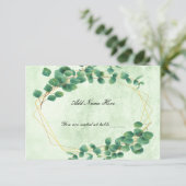 Eukalyptus-Blätter Platzkarte RSVP Karte (Stehend Vorderseite)