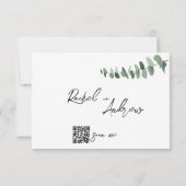 Eukalyptus Blätter QR Code Wedding RSVP Mitteilungskarte (Rückseite)