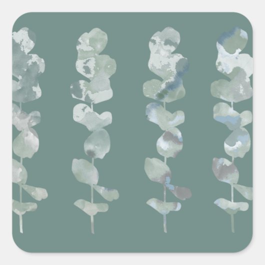 Eukalyptus-Blätter Quadratischer Aufkleber (Vorderseite)