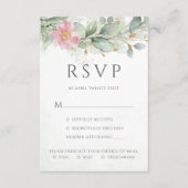 Eukalyptus Blätter Rosa Blumenkost Optionen Hochze RSVP Karte (Vorderseite)