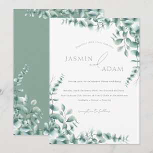 Eukalyptus-Blätter Sage Green Foliage Wedding Einladung