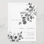 Eukalyptus-Blätter Save the Date für Aquarellfarbe Einladung (Vorne/Hinten)