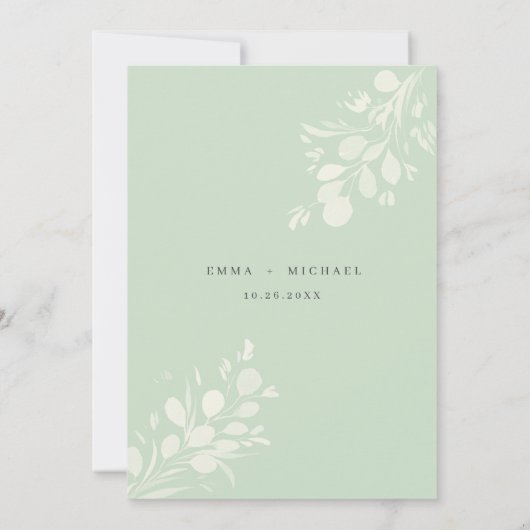 Eukalyptus-Blätter Save the Date für Aquarellfarbe Einladung (Rückseite)