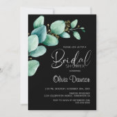 Eukalyptus-Blätter Schwarzes Brautparty Einladung (Vorderseite)