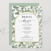Eukalyptus-Blätter Silver Dollar Gold-Brautparty Einladung (Vorne/Hinten)