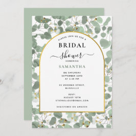 Eukalyptus-Blätter Silver Dollar Gold-Brautparty Einladung