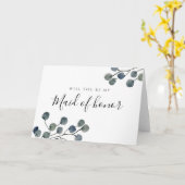 Eukalyptus-Blätter sind meine Trauzeugin Karte (Gelbe Blume)