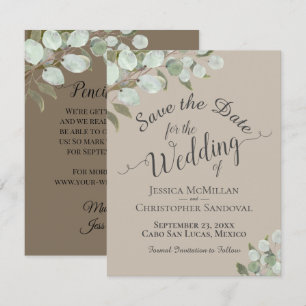 Eukalyptus-Blätter Tan Wedding Save The Date
